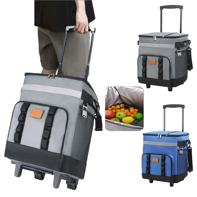 Sentmoon Travel Cooler Telescopic Handle Ice Bag for Outdoor Picnic Large Capacity Rolling Cooler With Wheels Portable Insulated Box for Car Use Cooler