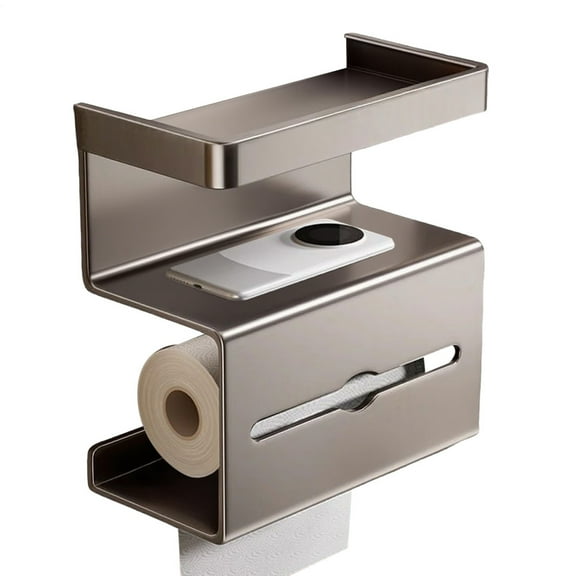 AITOCO Toilet Paper Holder Shelf No Drilling Tissue Holder for Bathroom Modern Space-Saving Organizer Stand for Apartment Home Guest Bath Powder Room Commercial steady