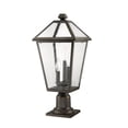 thumbnail image 3 of Z-Lite Talbot 3 Light 23" Clear Glass Steel Outdoor Mounted Lamp Pier in Black, 3 of 7