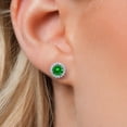 thumbnail image 3 of Gem Stone King 14K White Gold Green Created Emerald and White Lab Grown Diamond Removable Earrings Jackets for Women | 2.48 Cttw | Gemstone May Birthstone | Round 6MM, 3 of 6