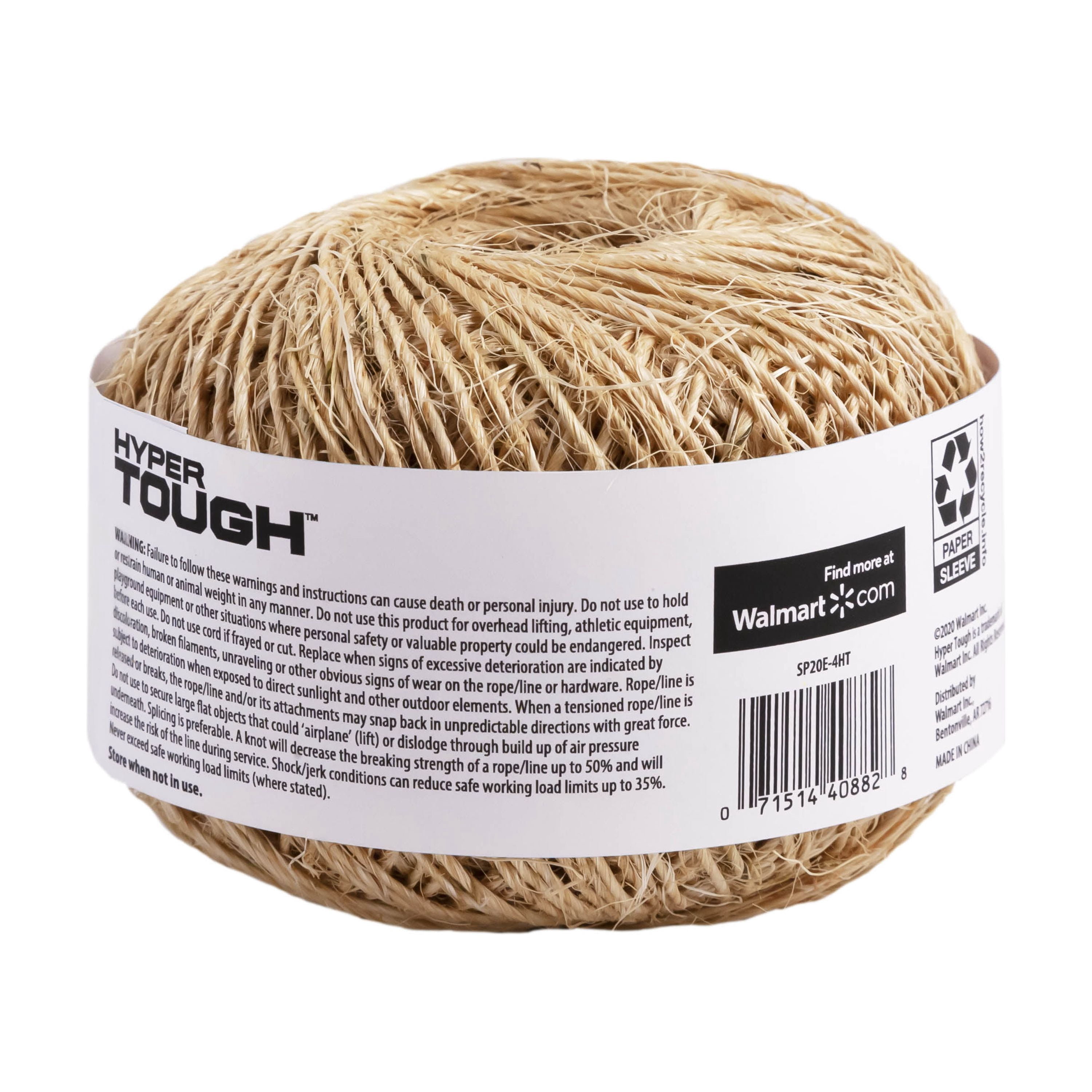 (2 pack) Hyper Tough Item# SP20E-4HT, Sisal Twisted Twine, Natural Color, 525' Length, 1 Each