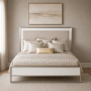 Marquee Modern Eastern King Panel Bed with LED Lights - Cloud White