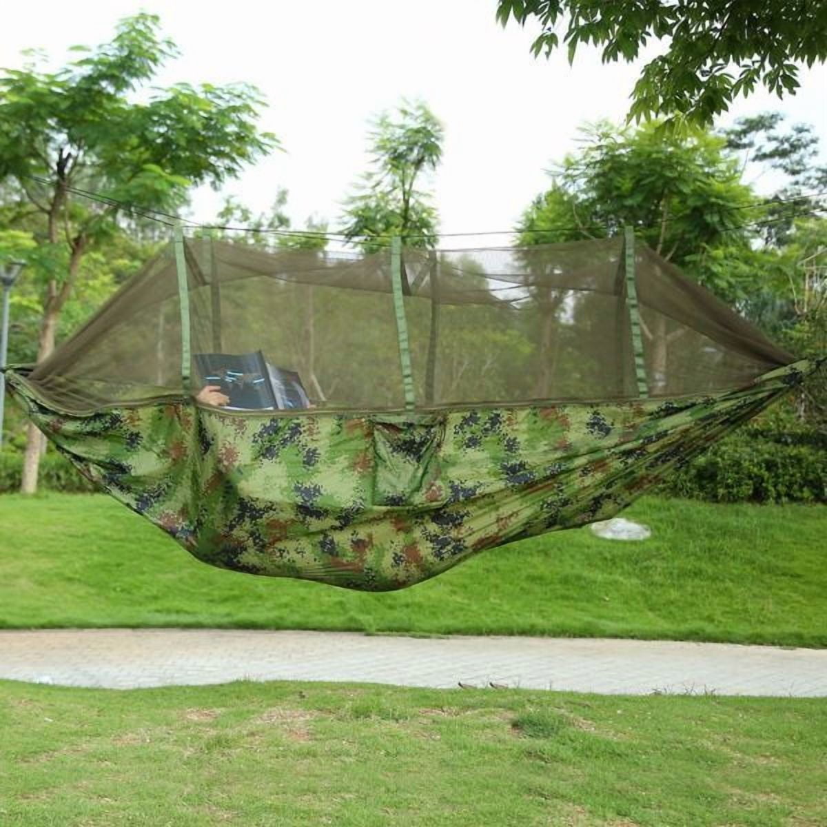 Camping Hammock  Portable Double Hammock with Net 600lbs Load 2 Persons Hammock w/Mosquito Net Outdoor Hiking Camping Hommock Portable Nylon Swing Hanging Bed w/ Strap Hook Carry Bag