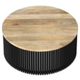 thumbnail image 4 of Simpli Home Demy 35 inch Wide Solid Mango Wood Industrial Contemporary Coffee Table in Natural, Black, Fully Assembled, 4 of 7