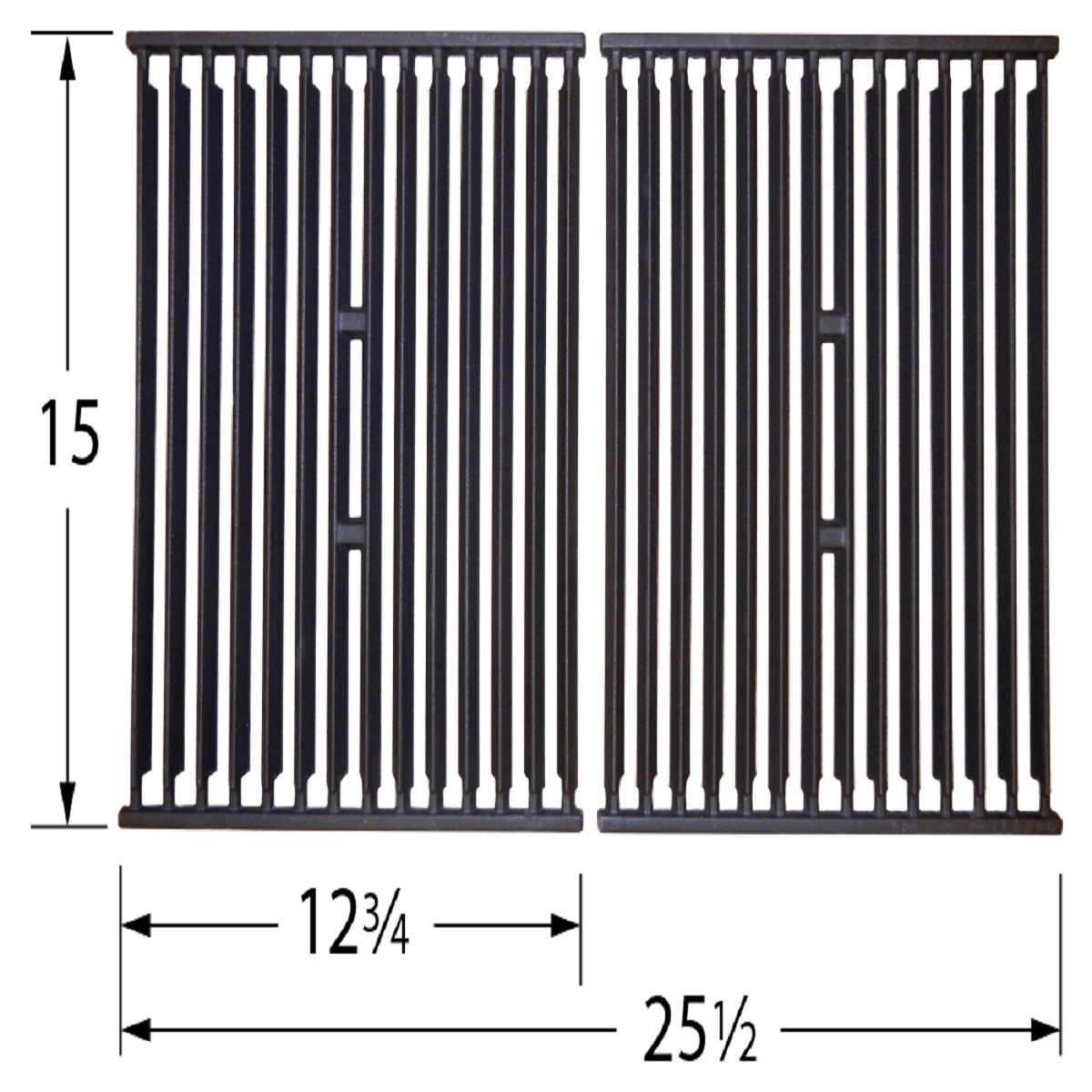 2pc Matte Cast Iron Cooking Grid for Broil King and Broil King Crown Gas Grills 25.5" - image 2 of 2
