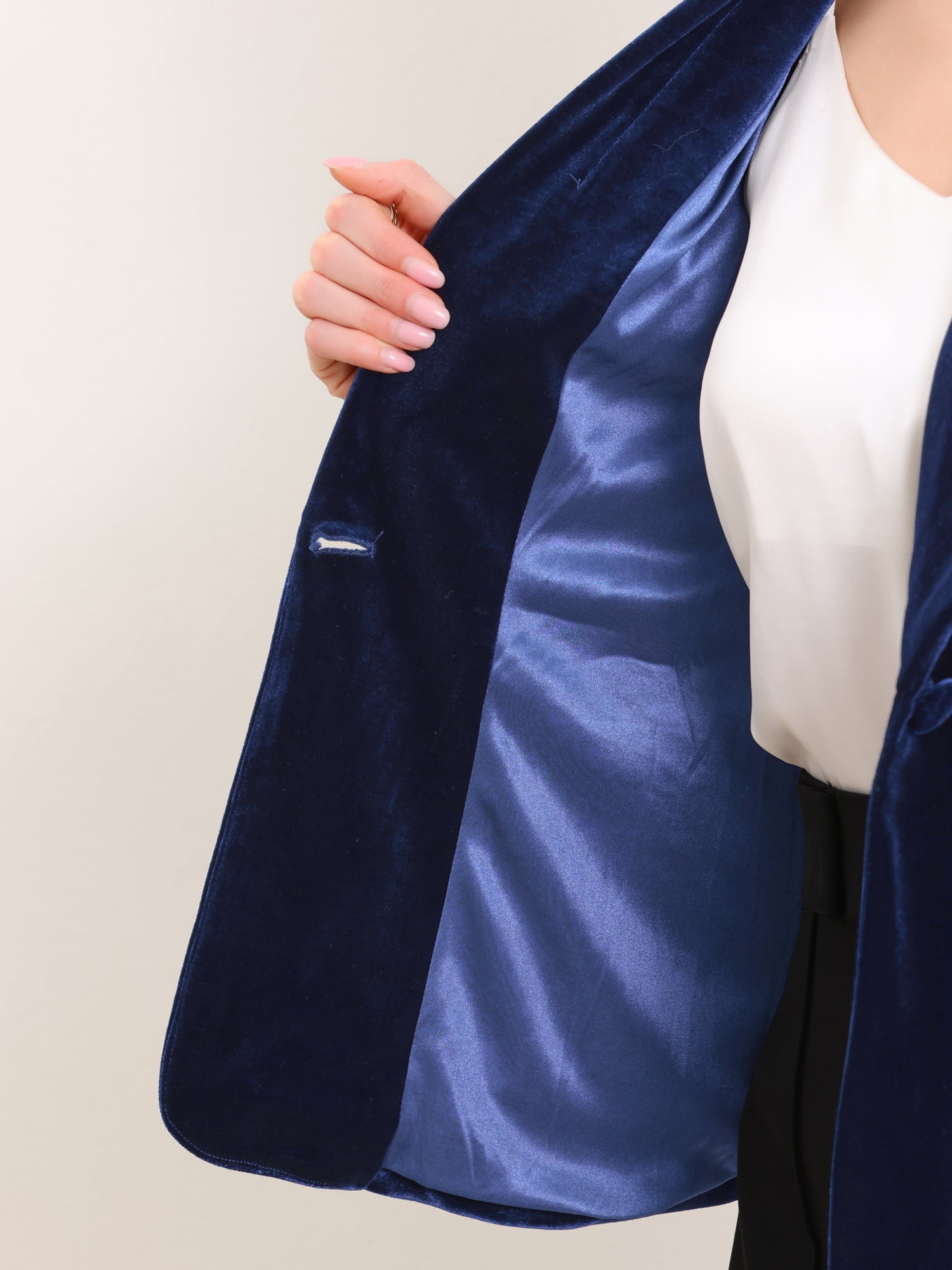 DARING DIVA Women's Casual Business Elegant Velvet Blazer Jacket XL Royal Blue