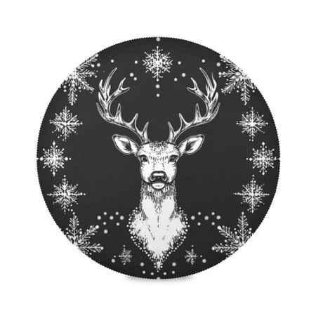 

Round Plate Mat 15.4x15.4 Inchesx6 Placemat Table Mat Kitchen Mat Coffee Mat Fabric Thick Strong Wear-Resistant Heat Resistance Christmas Style Deer2