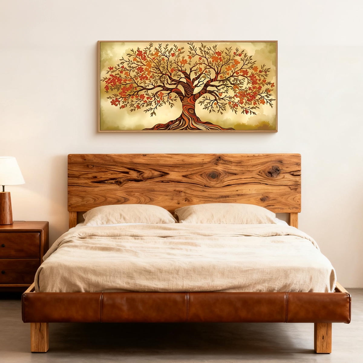 TOARTi Tree of Life Framed Canvas Wall Art Elegant Vintage Big Tree Painting Nature-Inspired Wall Decor for Living Room Bedroom Office 20x40 Inch