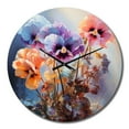thumbnail image 2 of Designart "Purple Pansies love expression" Floral Oversized Wall Clock, 2 of 5