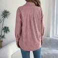 thumbnail image 4 of WTOBBY Women's Corduroy Shirt Jacket, Lapel Collar Single Breasted Button Front, Long Sleeve Casual Overshirt, Solid Color Vintage Style, Comfortable Loose Fit,Pink L, 4 of 4