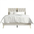 thumbnail image 2 of Castle Place Glamour Luxe Velvet Upholstered Twin Platform Bed, Beige, 2 of 8
