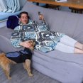 thumbnail image 3 of Wearable Oversized Blanket,Blue Geometric Pattern Wearable Blanket Hoodie for Adults,Cozy Hooded Blankets with Super Pockets,Super Warm Fuzzy Pullover for Women & Men, 3 of 6