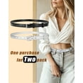 thumbnail image 2 of Timarkment 2pcs Belts for Womens Solid Color Belt Silver Pin Buckle Black Silver Women Leather Belts, 2 of 9