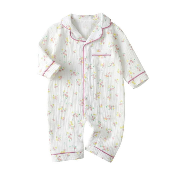 Zhuashum Onesies 6-12 Months Long Sleeve Button Up Pajamas Floral Animals Print Pajamas Romper Footie Pj'S Jumpsuit Comfortable Boy Clothes Light