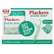 Plackers Micro Mint Dental Flossers, 624 count,   2 On-the-Go Cases