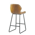 thumbnail image 4 of 26 Inch PU Leather Dining Chairs, Counter Height with Black Metal Legs, Simple Bar Stool Upholstered Dining Chairs, Accent Desk Chair Dining Room, Kitchen, Vanity, Living Room(Brown,Set of 4), 4 of 9