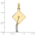 thumbnail image 3 of FJC Finejewelers 14k Two-tone Gold 3d Graduation Cap Moveable Tassle Charm, 3 of 6