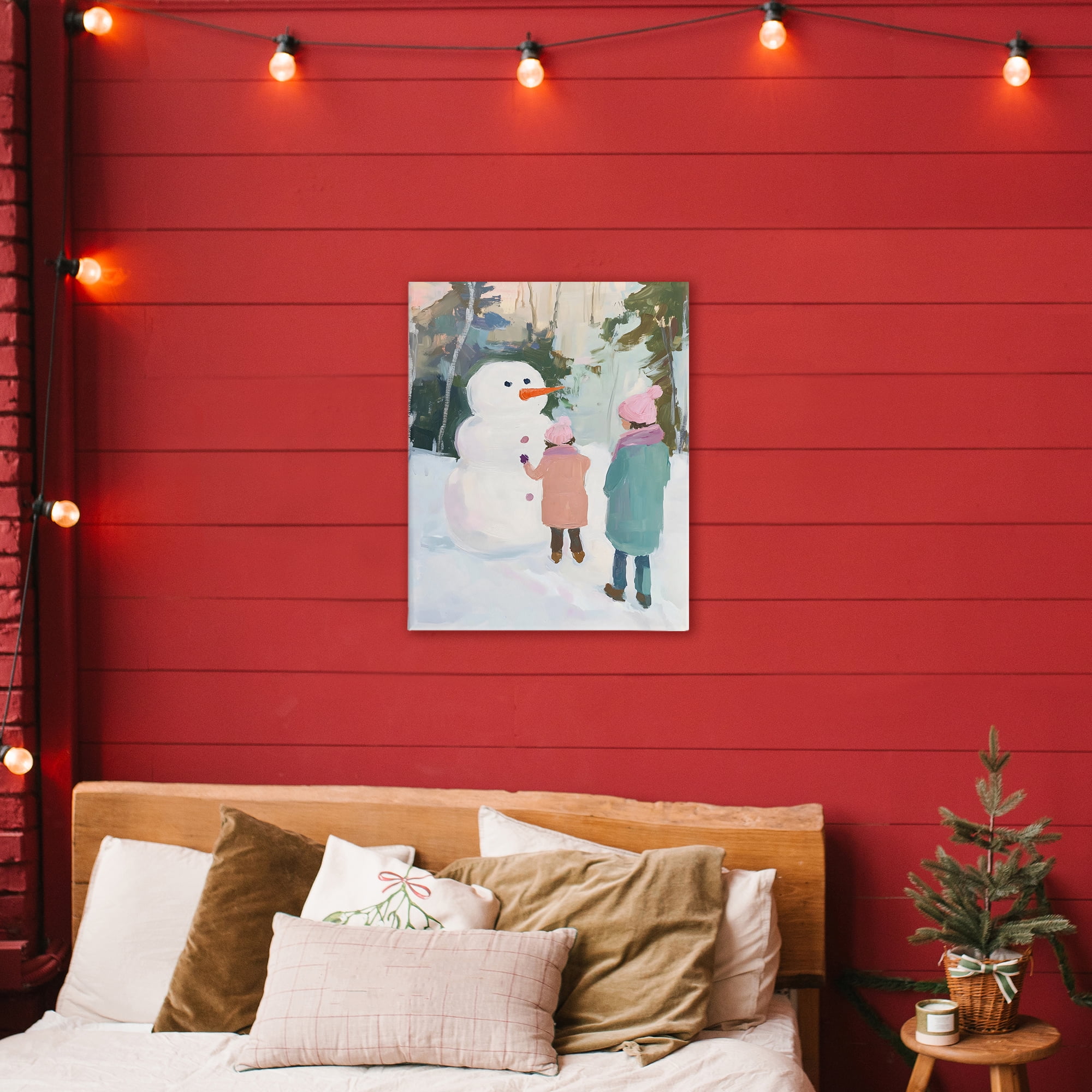 Stupell Industries Two Girls With Snowman Canvas Wall Art, design by The Prints Vibe