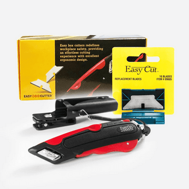 Easy Box Cutter 2000 Red with 10 Replacement Blades, Secure and Precise Cutting, Ideal for Crafts and Cardboard, 10 Blades