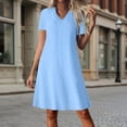 thumbnail image 3 of YuXingFu Cocktail Dresses for Women Maxi V-Neck Plus Size Womens Dress Short Sleeve for Home Long Casual Summer Sky Blue M, 3 of 9