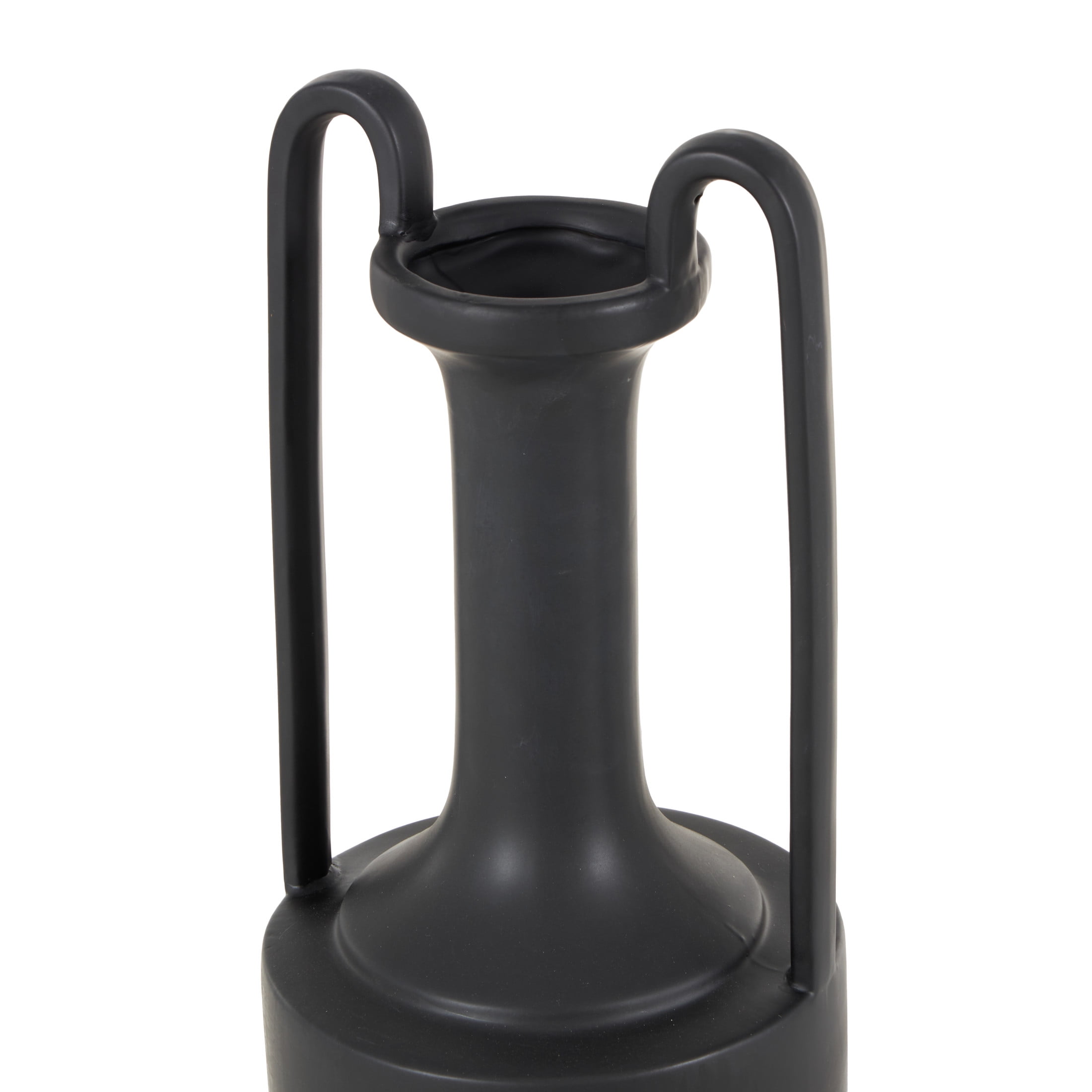 DecMode 30" Fluted Urn Shaped Black Ceramic Vase with Arch Handles