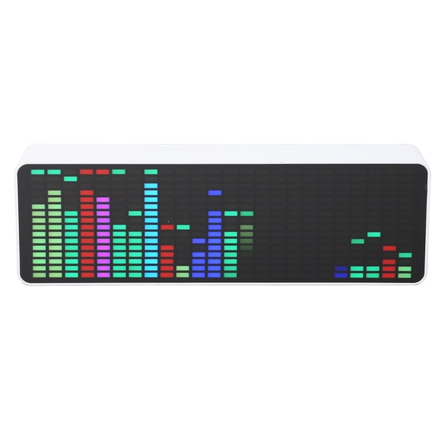LED Music Spectrum Display, 7 Colors Impact Resistance RGB Colorful LED Music Spectrum Display ABS Voice Sensor Bright 384 LEDs with Clock for Entertainment