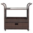 thumbnail image 4 of YYAo Four Wheels Brown Gradient Woven Rattan Trolley Iron Frame, 4 of 15
