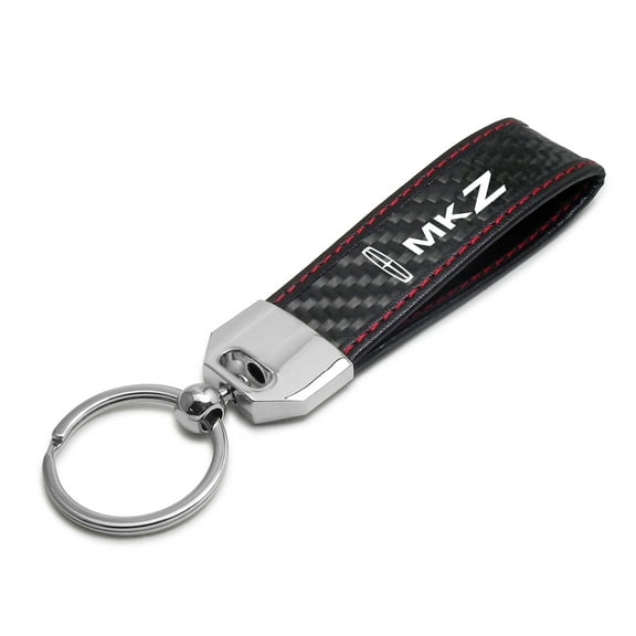 Lincoln MKZ Real Black Carbon Fiber Loop Strap Key Chain with Red Stitching