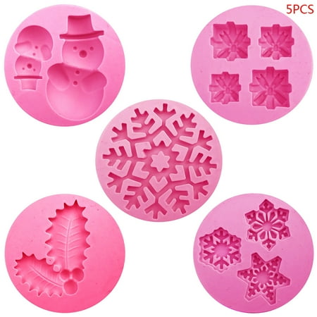 

5pcs/set Christmas Snowflake Snowman Shape Silicone Mold Cake Molds Chocolate De