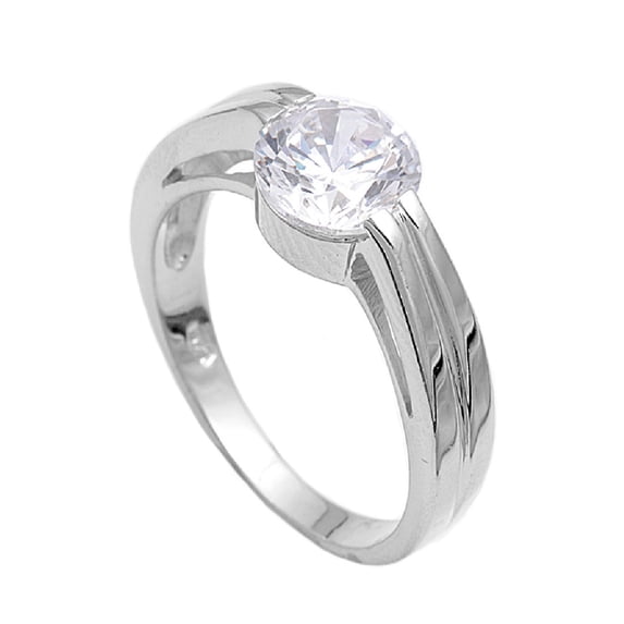 Designer Style Round Cubic Zirconia Ring Sterling Silver 925 Size 7