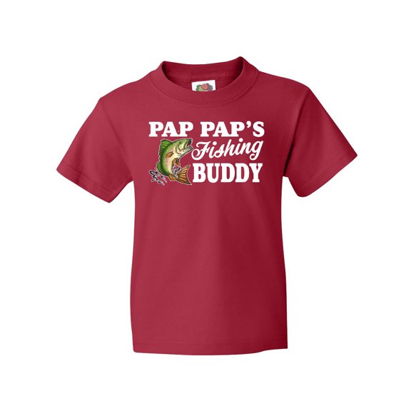 Inktastic Pap Pap's Fishing Buddy with White Text Youth T-Shirt