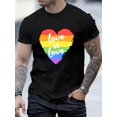 thumbnail image 1 of Men's Summer Rainbow Heart Print T-shirt, Round Neck Short-sleeved T-shirt, Casual Sports Top, Outdoor Men's Clothing, Casual Sporty Tee, Summer Gifts, 1 of 6