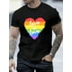 thumbnail image 1 of Men's Summer Rainbow Heart Print T-shirt, Round Neck Short-sleeved T-shirt, Casual Sports Top, Outdoor Men's Clothing, 1 of 6