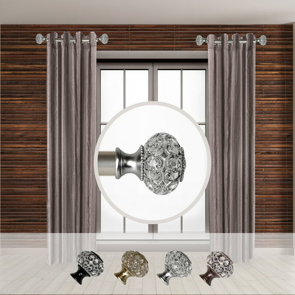 Domovina Hollyn 1-inch Side Curtain Rod 12-20 Inches (Set of 2)-Color:Satin Nickel