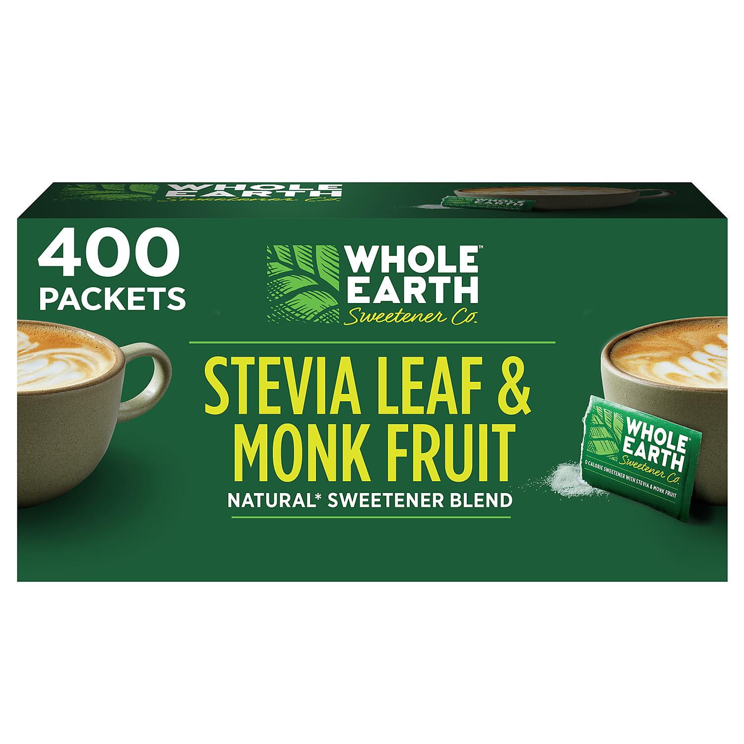 Whole Earth Stevia Leaf and Monk Fruit Natural Sweetener 400 Ct