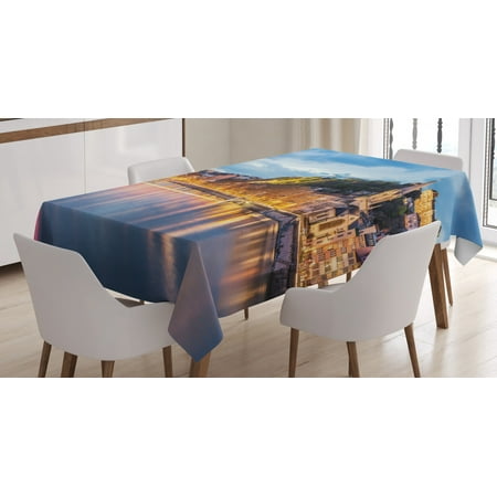 

European Tablecloth View of Saone River in Lyon City at Evening France Blue Hour Historic Buildings Rectangular Table Cover for Dining Room Kitchen 60 X 84 Inches Multicolor by Ambesonne