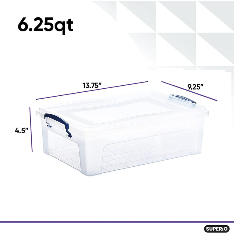 Clear Storage Bins with Lids, Small Stackable Storage Boxes with Locking  Latches and Handles (6.25 Quart, 12 Pack) 