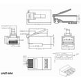 thumbnail image 3 of Juego de conectores W-NECTOUN CAT6, paquete de 100, RJ45 para cable sólido, 3 of 7