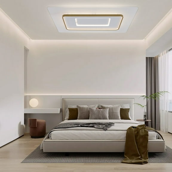 Miumaeov Modern LED Ceiling Light Rectangular Dimmable Pendant Lamp Fixture with Remote Control For Living Room Deocr