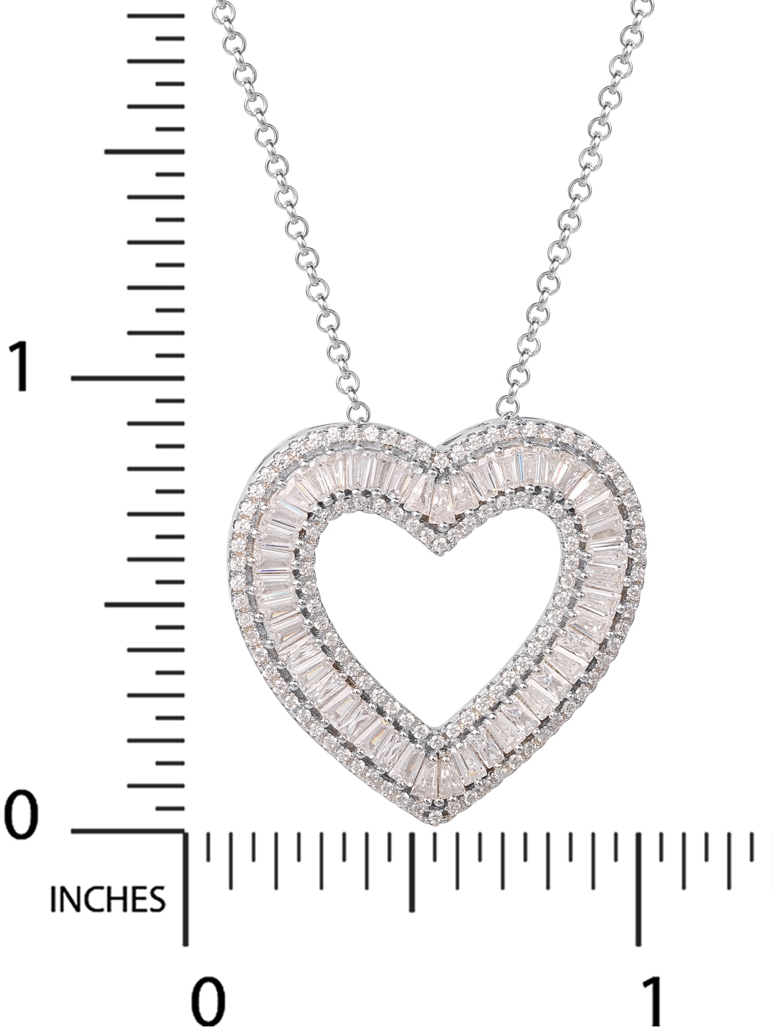 Brilliance Fine Jewelry Sterling Silver Simulated Diamond Heart Pendant, 18" Chain