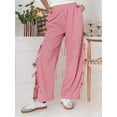 thumbnail image 2 of Niusricy Women Casual Verstile Pants Elastic Waist Trousers Slit Tie-up Plaid Sweatpants Ladies Loose Going Out Pants Bottom Fashion Vintage Cute Clothes Streetwear for Teen Girls Daily, 2 of 7