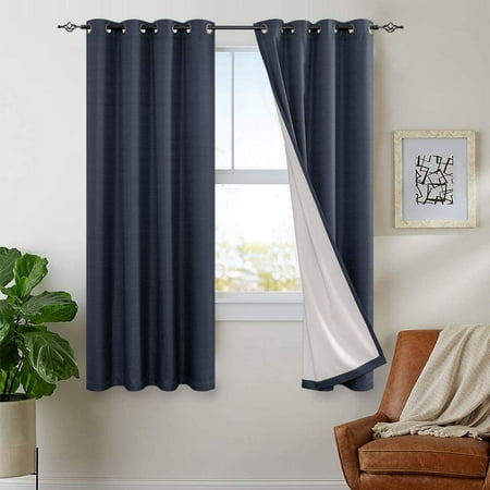Lined Thermal Blackout Curtains For Bedroom Living Room Moderate Grommet Window Ds 2 Panels 63 Inch Length Indigo Canada Lined Thermal Blackout Curtains For, Curtains 50 Inch Length
