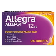 Allegra 12 Hour Non-Drowsy Antihistamine Allergy Relief Medicine, 60 mg Fexofenadine Tablets, 24 Ct