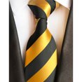 thumbnail image 5 of QCWQMYL Mens Zipper Tie Gold Blue Check Striped Pretied Necktie Business Wedding, 5 of 6