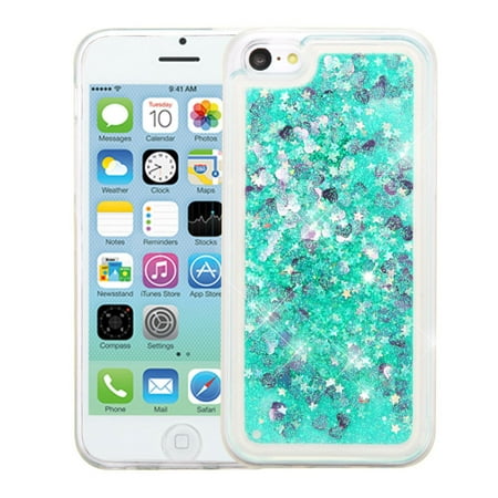 Insten Hearts Quicksand Glitter Hybrid Hard Plastic / TPU Dual Layer Case For Apple iPhone 5C - (Best Friend Iphone 5 And 5c Cases)