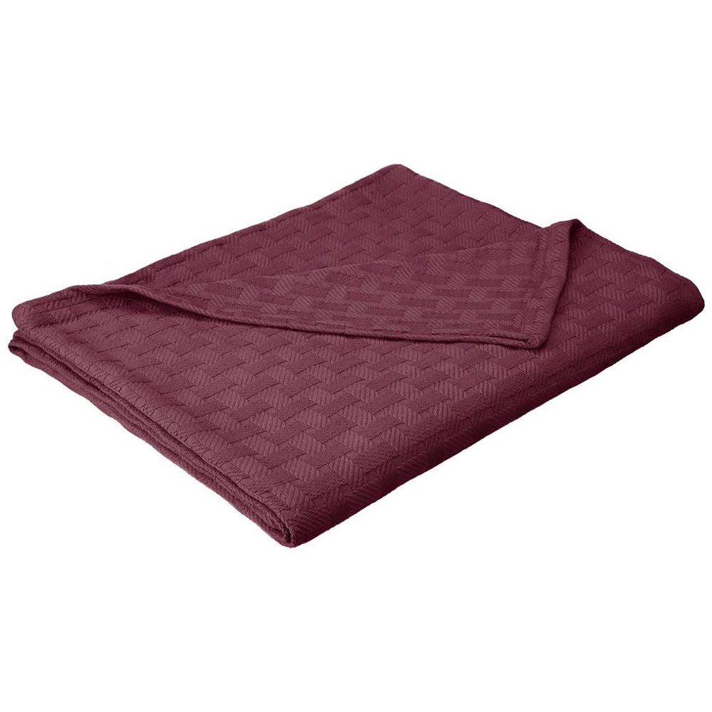 Basket Weave AllSeason 100 Cotton Thermal Woven Blanket Plum / Twin