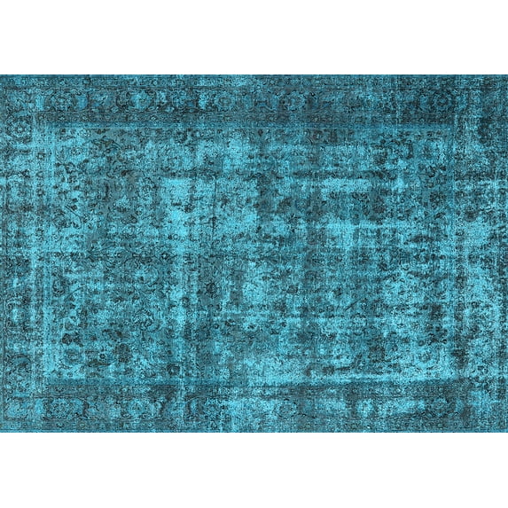 Ahgly Company Indoor Rectangle Oriental Light Blue Industrial Area Rugs, 7' x 10'