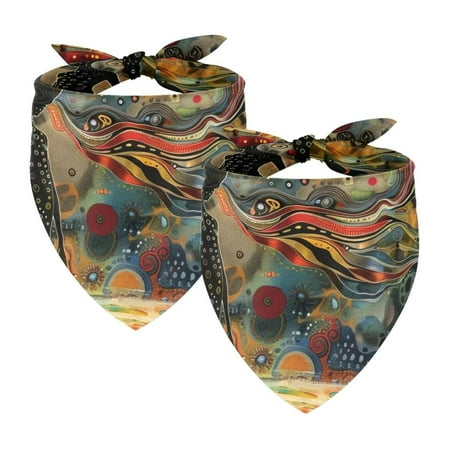 PhooArto Outer Space Alien Color Floral Dog Bandanas 2 Pack Soft Washable Pet Scarf Triangle for Large Dogs Puppies and Cats