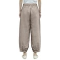 thumbnail image 2 of Women's Casual Relaxed Fit Cotton Linen Blend Wide Leg Pants Versatile And Flattering 9/10th Length Bell Bottom Pants, Size M-2XL, 2 of 3