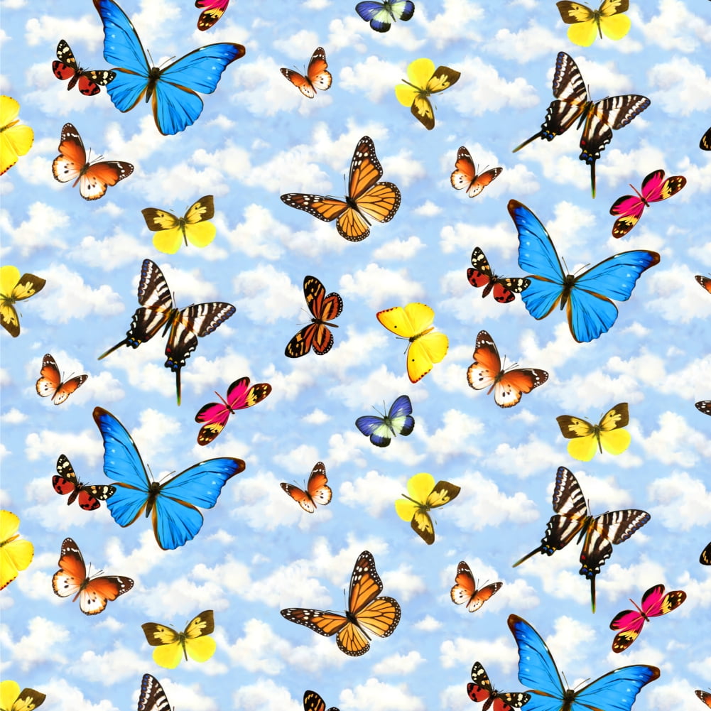 Butterflies in the Blue Sky Pattern Premium Roll Gift Wrap Wrapping ...